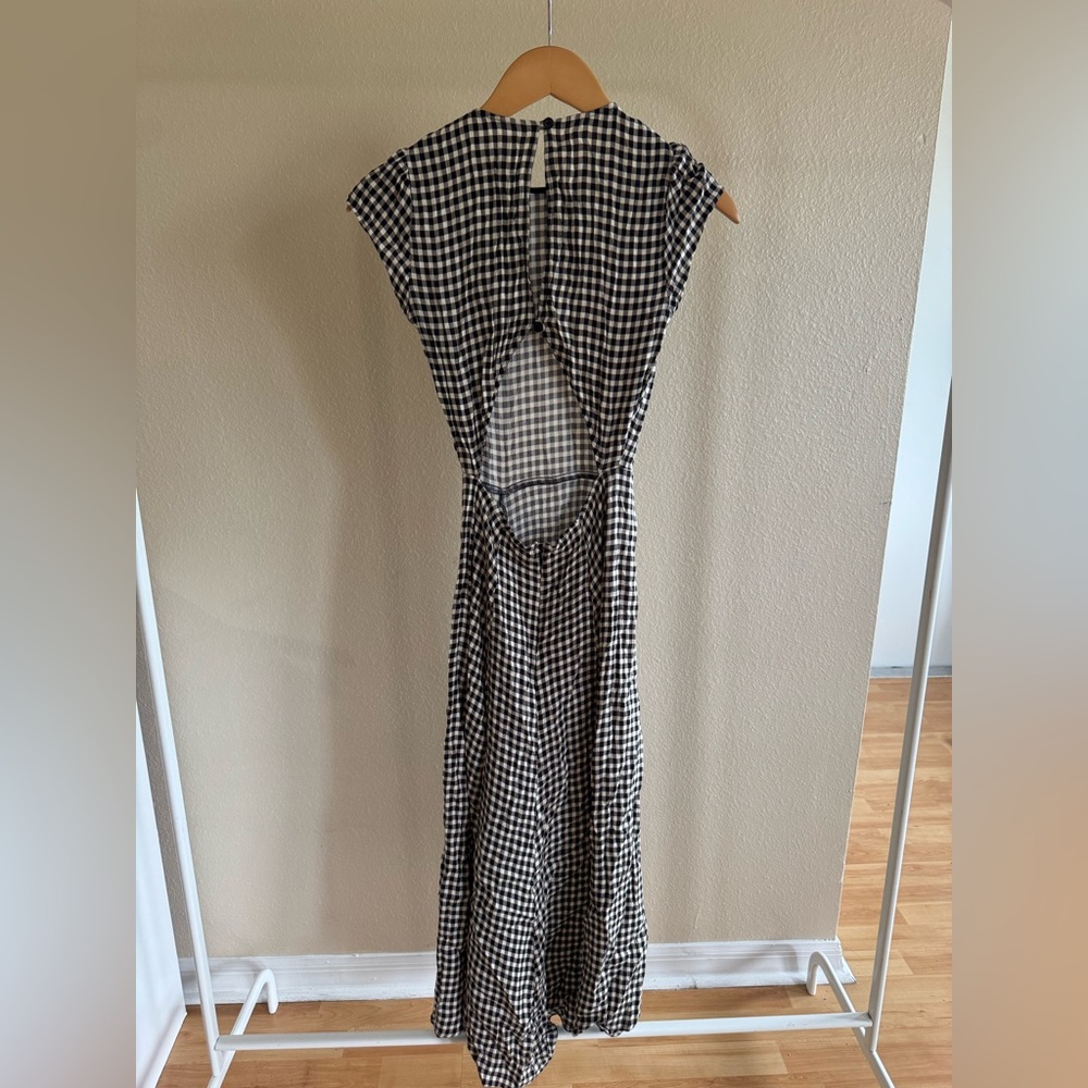 Reformation Black and White Gingham Midi Dress size 0 xs - Picture 8 of 10
